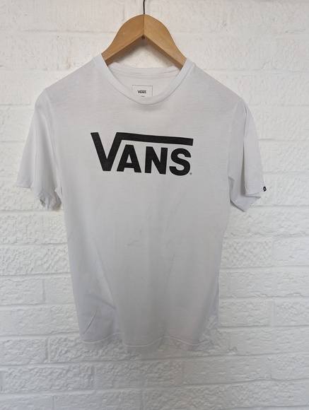 Vans Round Neck Spellout T Shirt - Size L - White - Cotton - P2P 19" - Picture 5 of 7